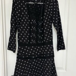 Veronica Beard Black and White Sheath Dress with Scoop Neck